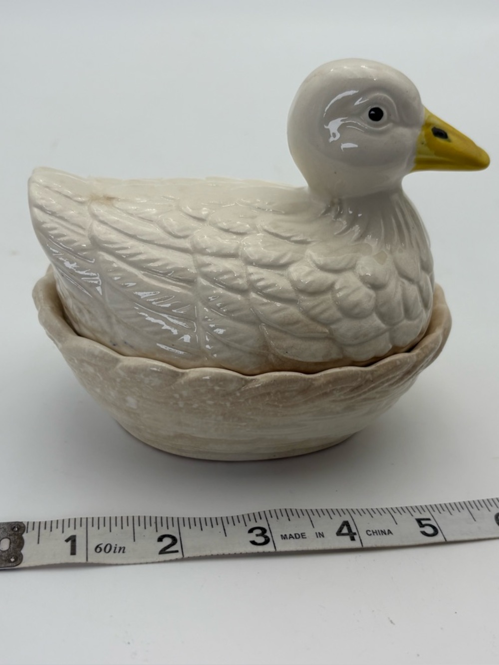 Vintage Ceramic Duck-on-Nest Covered Dish - made in Japan - Picture 12 of 16